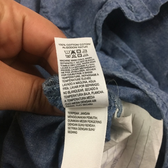 Lucky Brand Holly Glen Chambray Button Up Tied Top - Picture 8 of 8